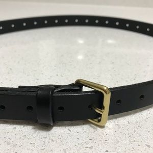 NWOT J.Crew Italian Leather Black Skinny Belt